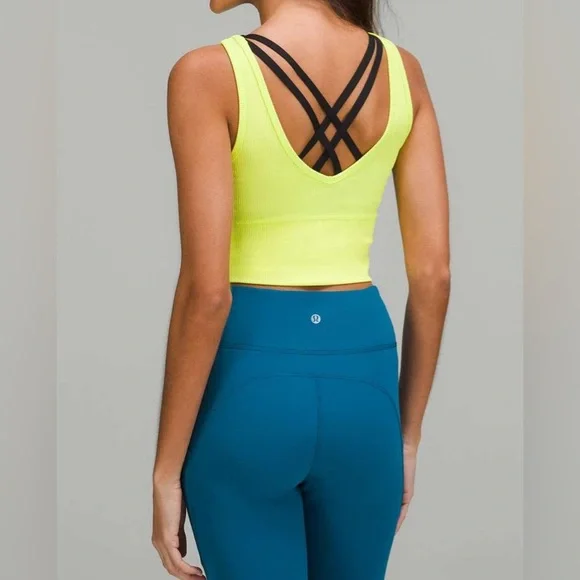 #231 NWT NWT Lululemon Power Pivot Ribbed Tank Top Electric Lemon - Sz 12 - Picture 5 of 8